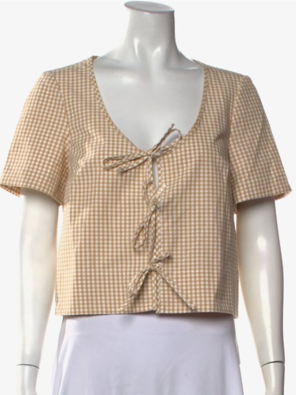 Sezane V-Neck Plaid Blouse